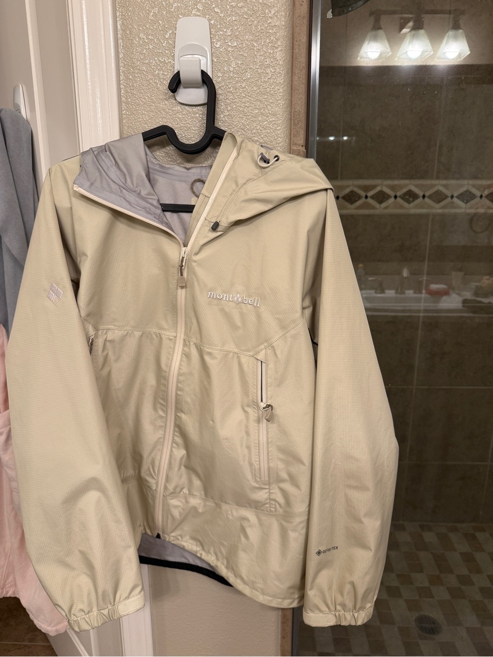 Montbell Women's Beige Hooded Rain Jacket